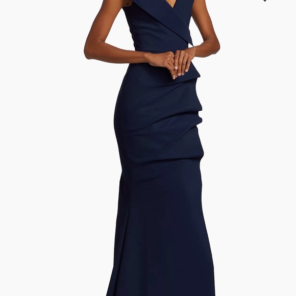 BRAND NEW WITH TAGS Chiara Boni La Petite Robe Navy Blue Trumpet Gown. - Picture 2 of 11
